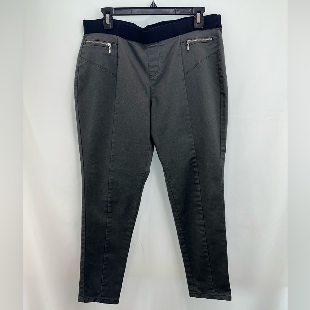 Style Co Gray Pull On Ankle Pants Petite Large Thick Cotton Zippers